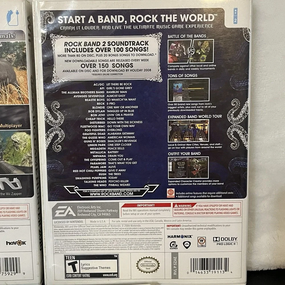 Wii Games Cabela's Big Game Hunter 2010 Nintendo Rock Band 2 Smack Down Raw 2008